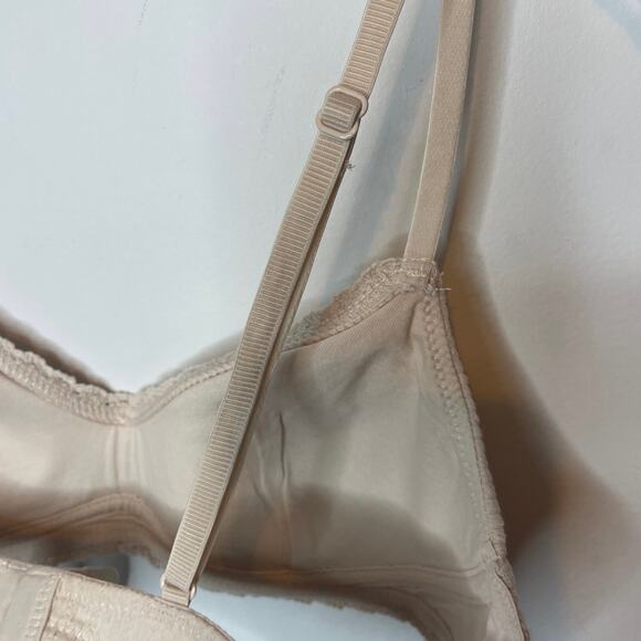 Oysho Bra Bandeau 32B Nude Beige Ribbed Cotton Blend Wireless Comfort Womens NWT - Picture 5 of 6